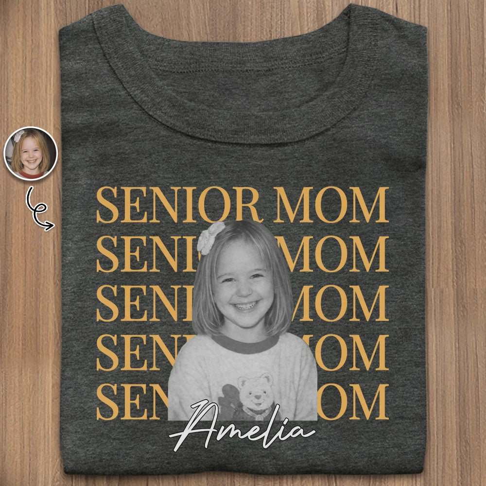 Graduation, Gift For Mother, Happy, Funny - Custom Photo Childhood Senior Mom - Personalized T Shirt