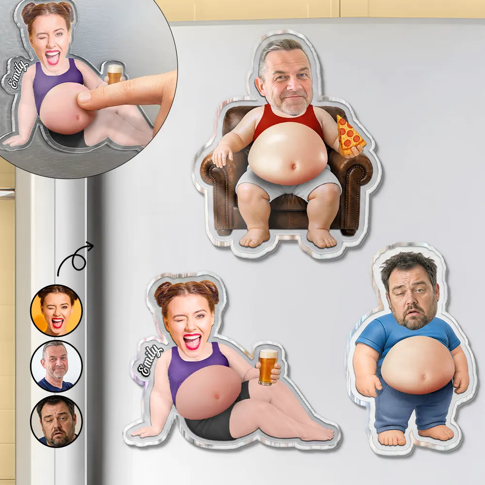 Custom Photo Chilling Dad Bod - Personalized Squishy Acrylic Fridge Magnet