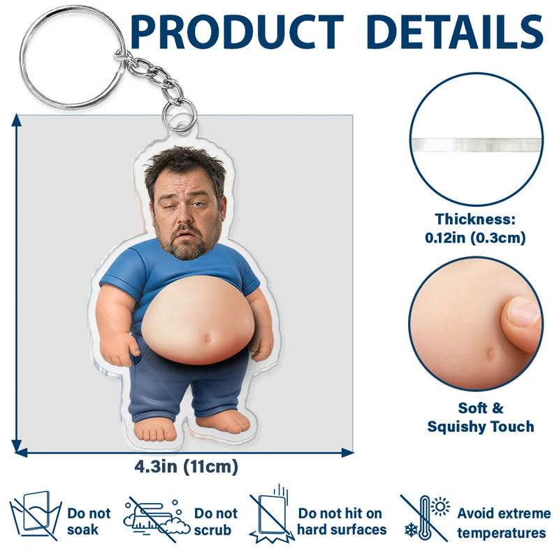 Gift For Father,Custom Photo,Humorous,Cut-Face Photo - Custom Photo Chilling Dad Bod - Personalized Squishy Acrylic Keychain
