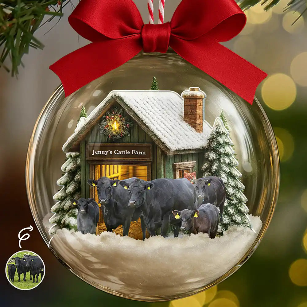 Custom Photo Christmas Animal Farm - Personalized 3D Acrylic Ball Ornament