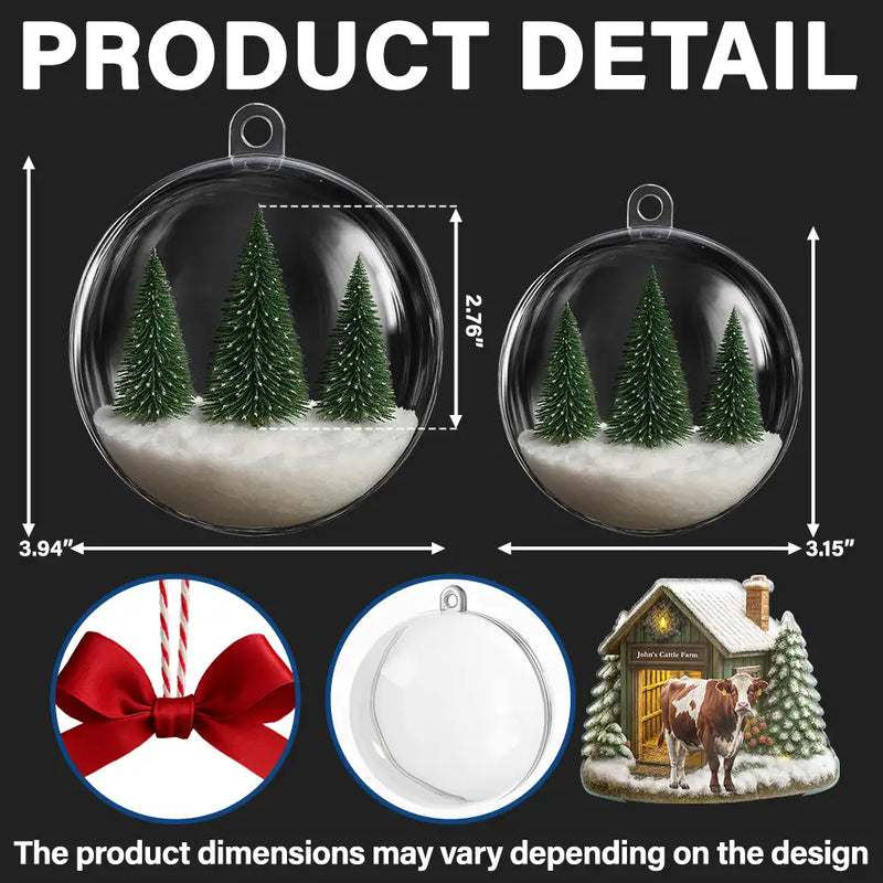 Custom Photo,Farm,Gift For Yourself,Happy,Gift For Women,Gift For Men,Christmas - Custom Photo Christmas Animal Farm - Personalized 3D Acrylic Ball Ornament