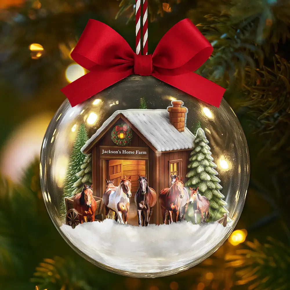 Custom Photo,Farm,Gift For Yourself,Happy,Gift For Women,Gift For Men,Christmas - Custom Photo Christmas Animal Farm - Personalized 3D Acrylic Ball Ornament