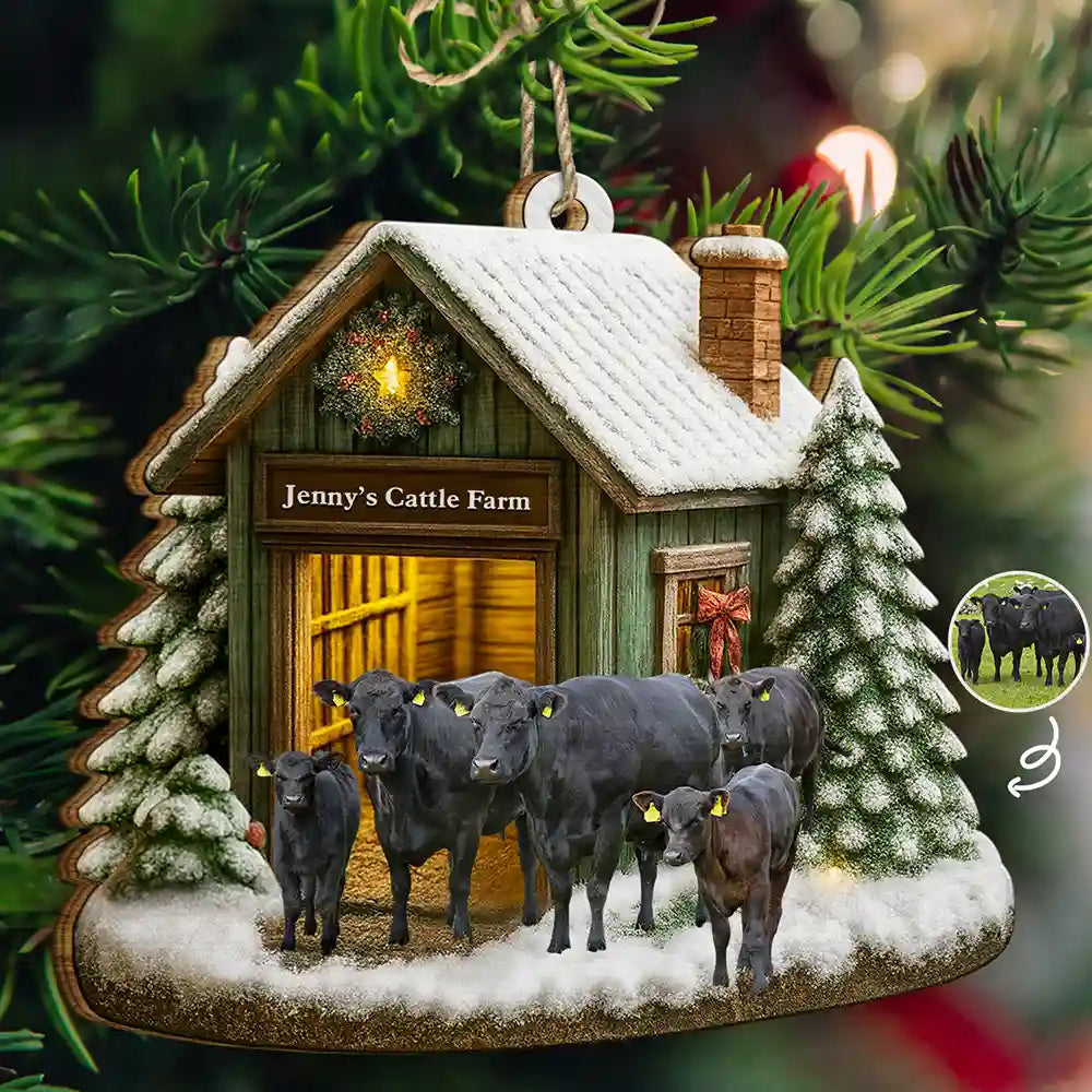 Custom Photo,Farm,Gift For Yourself,Happy,Gift For Women,Gift For Men,Christmas - Custom Photo Christmas Animal Farm - Personalized Custom Shaped Wooden Ornament