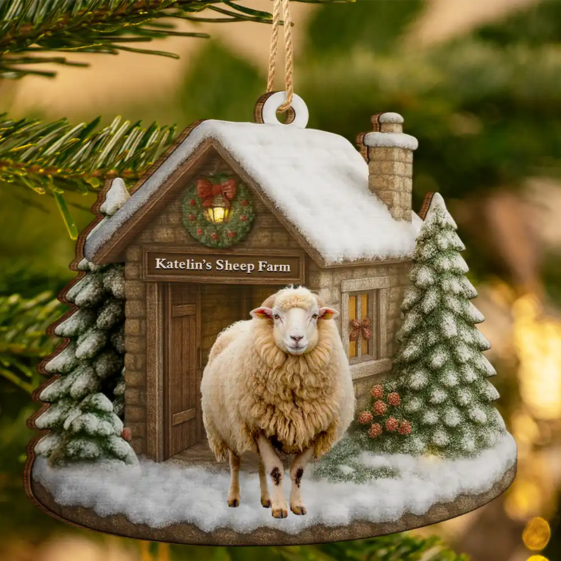 Custom Photo,Farm,Gift For Yourself,Happy,Gift For Women,Gift For Men,Christmas - Custom Photo Christmas Animal Farm - Personalized Custom Shaped Wooden Ornament