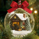 Custom Photo,Happy,Christmas,Farm - Christmas Barn Cattle Farm - Personalized 3D Acrylic Ball Ornament