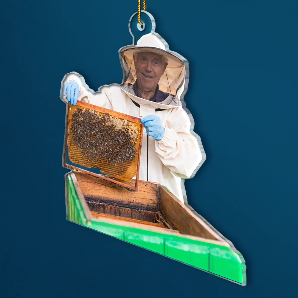 Photo Hobby Ornament, Gift For Yourself, Farm, Custom Photo, Gift For Women, Gift For Men, Christmas, Happy - Custom Photo Christmas Bee Farmer Decorations - Personalized Acrylic Photo Ornament