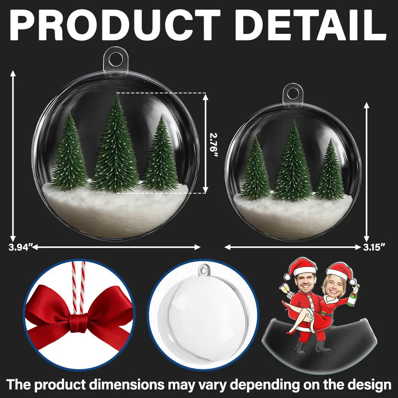 Funny,Christmas,Gift For Couples,Gift For Wife,Gift For Husband,Gift For Boyfriend,Gift For Girlfriend,Old Couples - Custom Photo Christmas Characters Couple - Personalized 3D Acrylic Ball Ornament