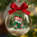 Funny,Christmas,Gift For Couples,Gift For Wife,Gift For Husband,Gift For Boyfriend,Gift For Girlfriend,Old Couples - Custom Photo Christmas Characters Couple - Personalized 3D Acrylic Ball Ornament