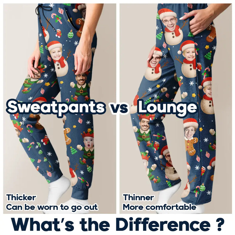 Christmas, Funny, Gift For Couples, Gift For Husband, Gift For Wife, Parents, Gift For Grandparents, Family, Gift For Sibling - Custom Photo Christmas Characters Funny Face - Personalized Pajama Pants
