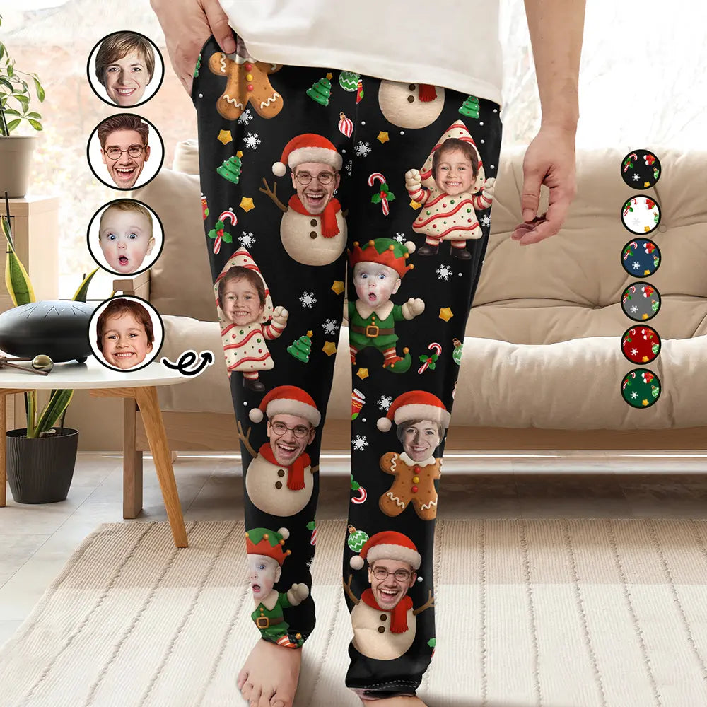 Christmas, Funny, Gift For Couples, Gift For Husband, Gift For Wife, Parents, Gift For Grandparents, Family, Gift For Sibling - Custom Photo Christmas Characters Funny Face - Personalized Pajama Pants