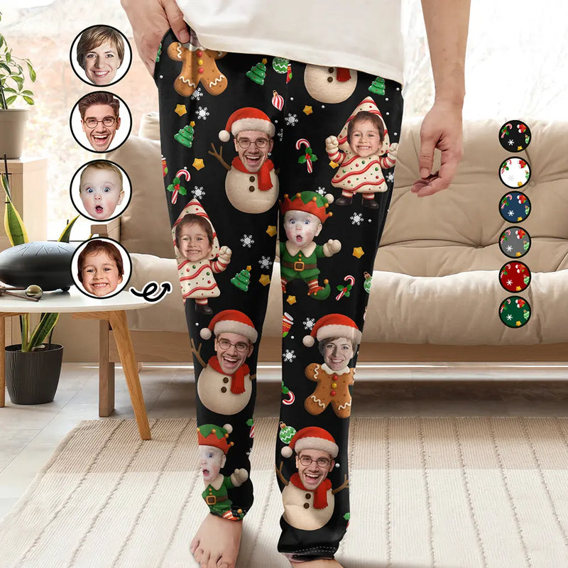 Christmas, Funny, Gift For Couples, Gift For Husband, Gift For Wife, Parents, Gift For Grandparents, Family, Gift For Sibling - Custom Photo Christmas Characters Funny Face - Personalized Pajama Pants