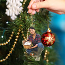 Photo Hobby Ornament,Gift For Yourself,Farm,Custom Photo,Gift For Women,Gift For Men,Christmas,Happy - Custom Photo Christmas Chicken Farmer Decorations - Personalized Acrylic Photo Ornament