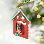 Dog Lovers,Dog Mom,Dog Dad,Pet Lovers,Pet Mom,Pet Dad,Christmas,Love - Custom Photo Christmas Dog House - Personalized Custom Shaped Acrylic Ornament