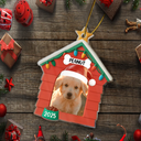 Dog Lovers,Dog Mom,Dog Dad,Pet Lovers,Pet Mom,Pet Dad,Christmas,Love - Custom Photo Christmas Dog House - Personalized Custom Shaped Acrylic Ornament