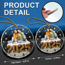 Custom Photo, Christmas, Family, Parents, Gift For Grandparents - Custom Photo Christmas Family Besties Couple - Personalized Circle Glass Ornament