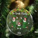 Funny, Family, Gift For Sibling, Parents, Gift For Grandparents - Custom Photo Christmas Family Elves - Personalized Circle Glass Ornament