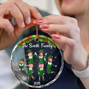 Funny, Family, Gift For Sibling, Parents, Gift For Grandparents - Custom Photo Christmas Family Elves - Personalized Circle Glass Ornament