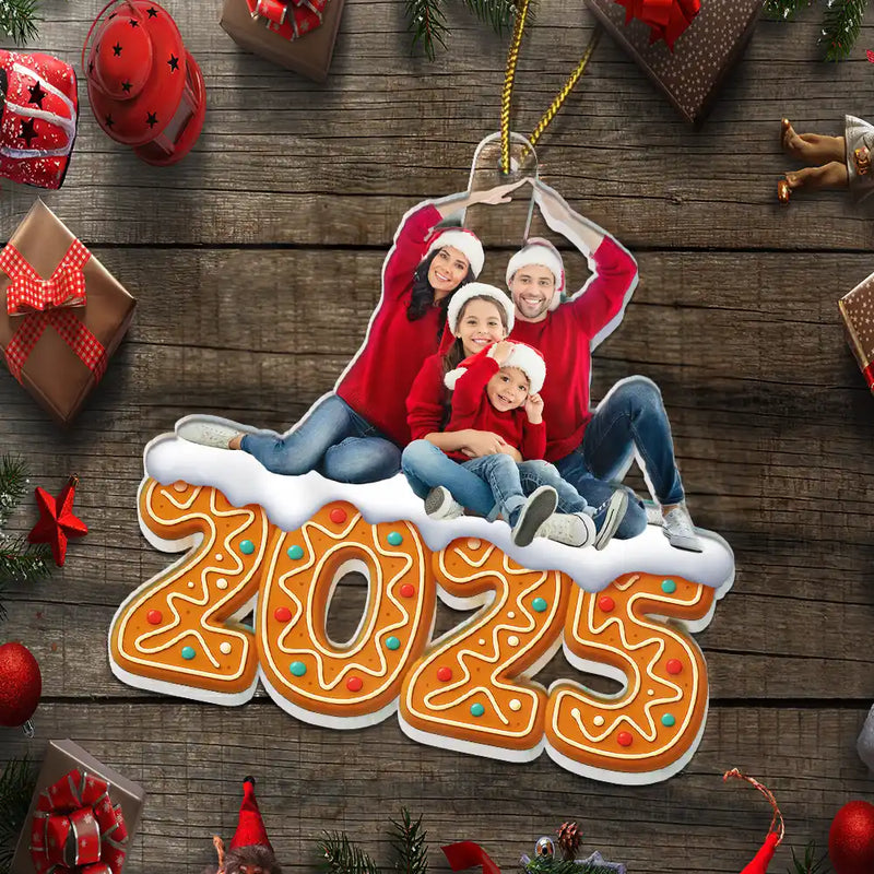 Family, Gift For Women, Gift For Men, Custom Photo, Christmas - Custom Photo Christmas Family Gingerbread - Personalized Custom Shaped Acrylic Ornament