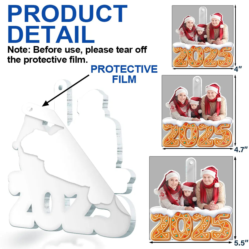 Family, Gift For Women, Gift For Men, Custom Photo, Christmas - Custom Photo Christmas Family Gingerbread - Personalized Custom Shaped Acrylic Ornament