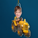 Gift For Kids, Gift For Grandkids, Photo Hobby Ornament, Custom Photo, Funny, Christmas - Custom Photo Christmas Kid Driving Tractor - Personalized Acrylic Photo Ornament