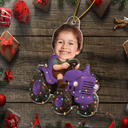 Gift For Kids, Gift For Grandkids, Photo Hobby Ornament, Custom Photo, Funny, Christmas - Custom Photo Christmas Kid Driving Tractor - Personalized Acrylic Photo Ornament