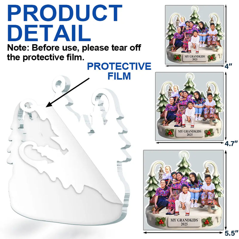 Gift For Grandparents,Grandpa - Grandkids,Gift For Grandpa,Gift For Grandma,Grandma - Grandkids,Gift For Grandkids,Gift For Women,Gift For Men,Christmas,Family - Custom Photo Christmas Our Grandkids - Personalized Custom Shaped Acrylic Ornament