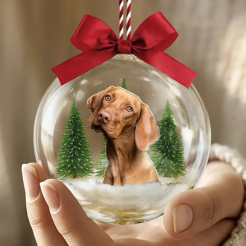 Custom Photo,Happy,Christmas,Pet Lovers - Custom Photo Christmas Pet Face Dog Cat Lover - Personalized 3D Acrylic Ball Ornament
