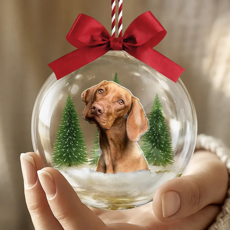 Custom Photo,Happy,Christmas,Pet Lovers - Custom Photo Christmas Pet Face Dog Cat Lover - Personalized 3D Acrylic Ball Ornament