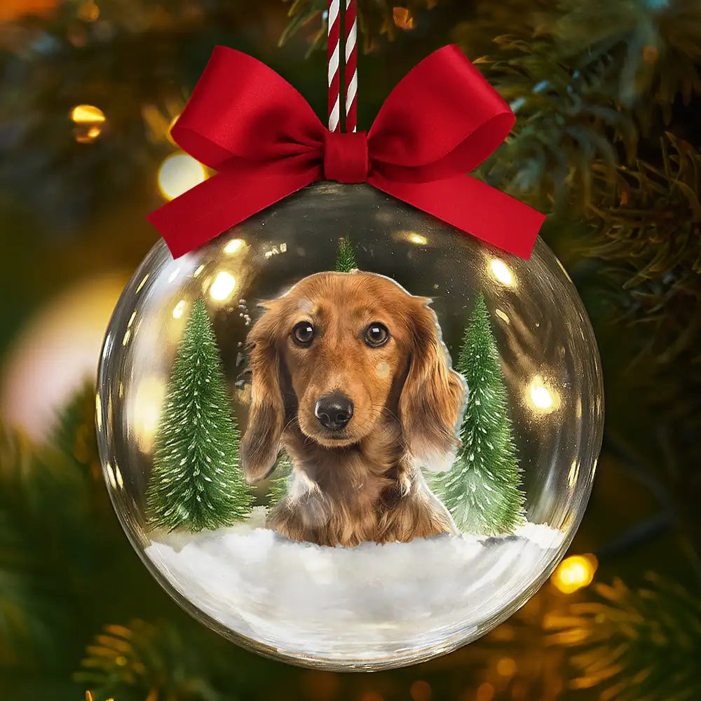 Custom Photo,Happy,Christmas,Pet Lovers - Custom Photo Christmas Pet Face Dog Cat Lover - Personalized 3D Acrylic Ball Ornament
