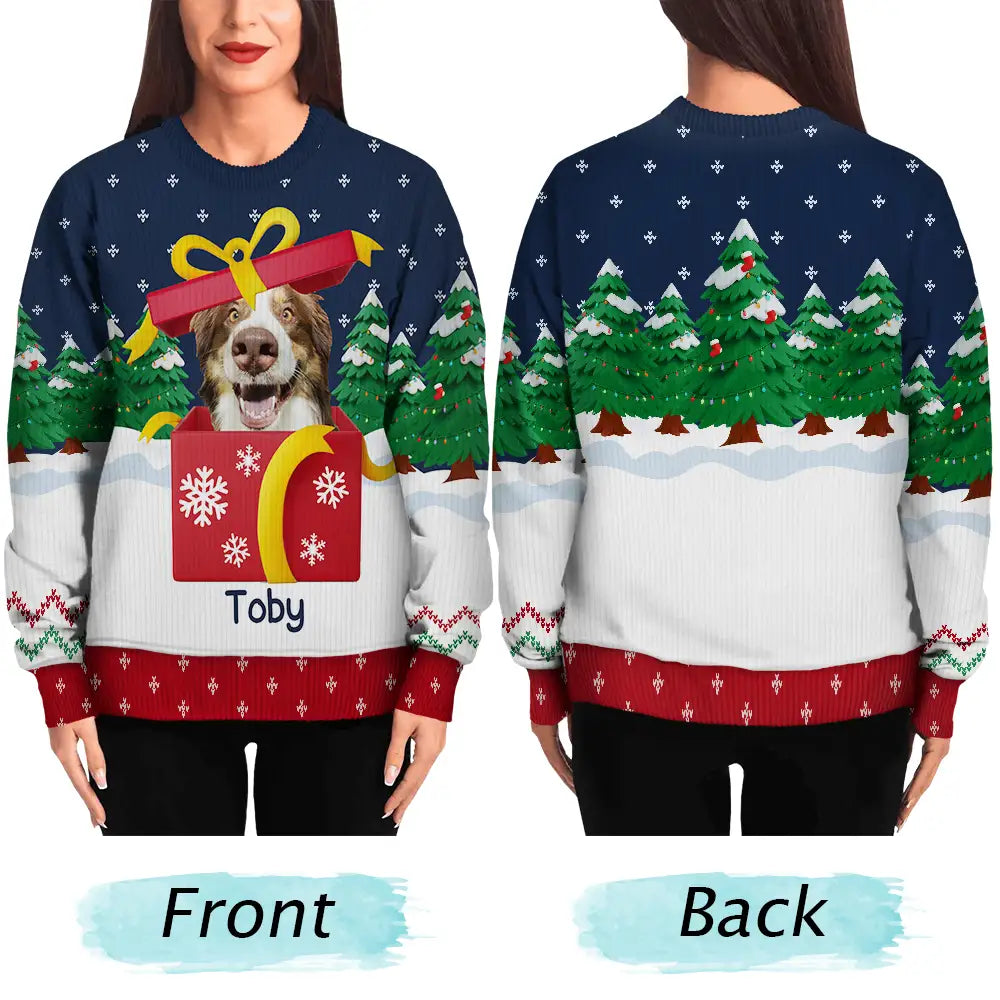 Parents,Gift For Women,Gift For Men,Gift For Mother,Gift For Grandpa,Gift For Father,Gift For Grandma,Dog Lovers,Dog Mom,Dog Dad,Cat Lovers,Cat Mom,Cat Dad,Pet Lovers,Pet Mom,Pet Dad,Happy,Christmas - Custom Photo Christmas Present - Personalized Unisex Ugly Sweater