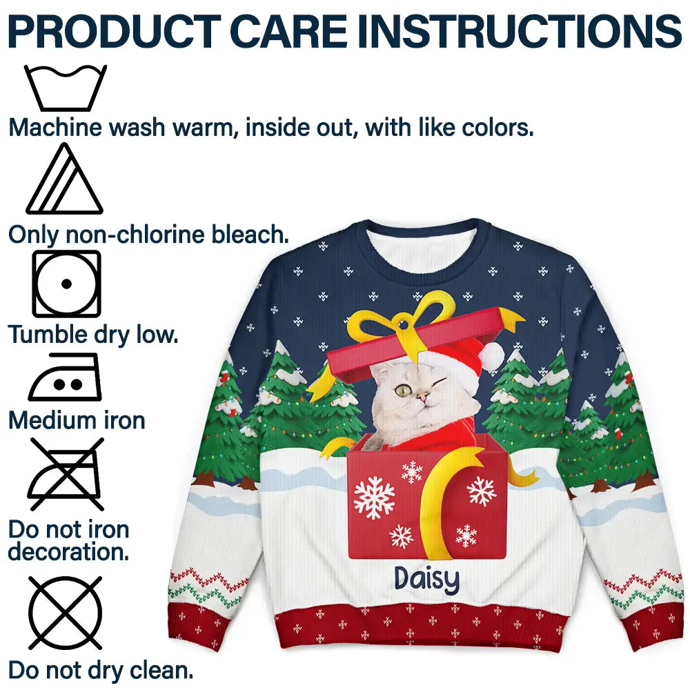 Parents,Gift For Women,Gift For Men,Gift For Mother,Gift For Grandpa,Gift For Father,Gift For Grandma,Dog Lovers,Dog Mom,Dog Dad,Cat Lovers,Cat Mom,Cat Dad,Pet Lovers,Pet Mom,Pet Dad,Happy,Christmas - Custom Photo Christmas Present - Personalized Unisex Ugly Sweater
