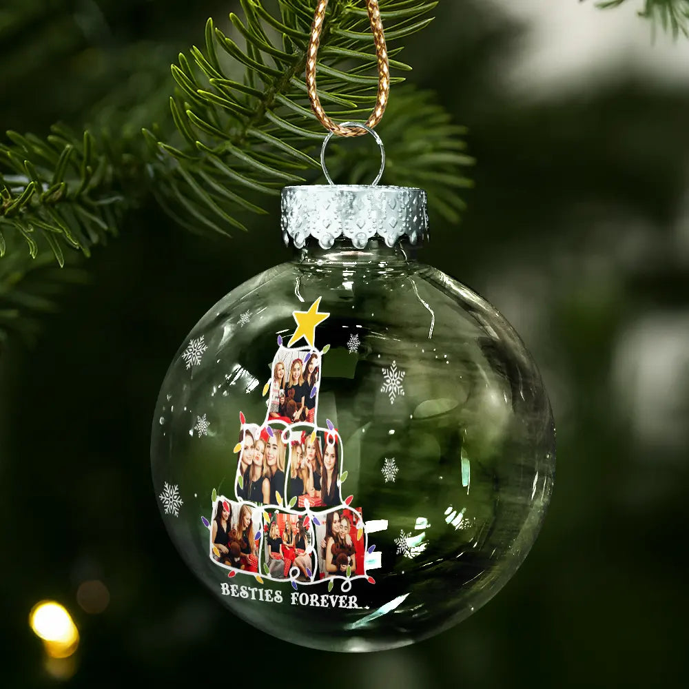 Christmas,Happy,Family - Custom Photo Christmas Tree - Personalized Ball Ornament