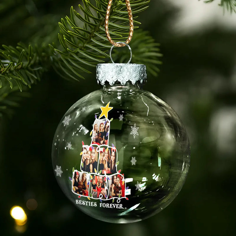 Christmas,Happy,Family - Custom Photo Christmas Tree - Personalized Ball Ornament
