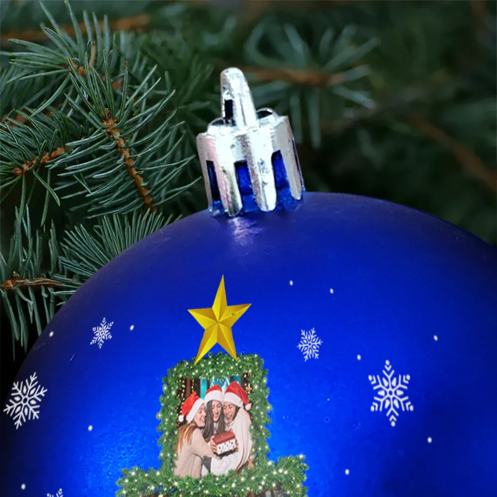 Christmas,Happy,Family - Custom Photo Christmas Tree - Personalized Ball Ornament