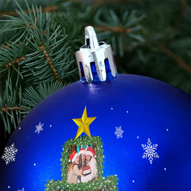 Christmas,Happy,Family - Custom Photo Christmas Tree - Personalized Ball Ornament