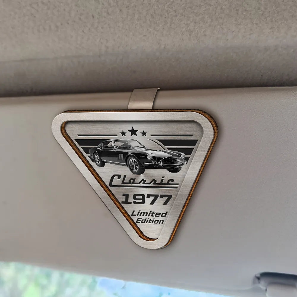 Gift For Father,Custom Photo,Proud,Remove BG Photo - Custom Photo Classic Car Limited Edition - Personalized Custom Shaped Car Visor Clip