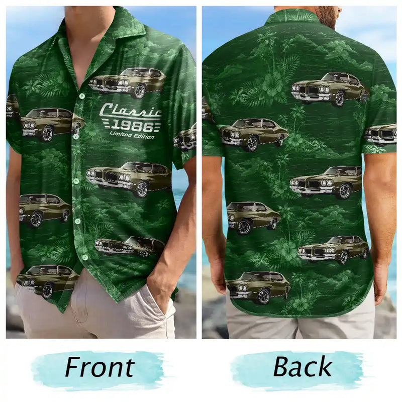 Gift For Father, Custom Photo, Proud, Remove BG Photo - Custom Photo Classic Car Limited Edition - Personalized Hawaiian Shirt