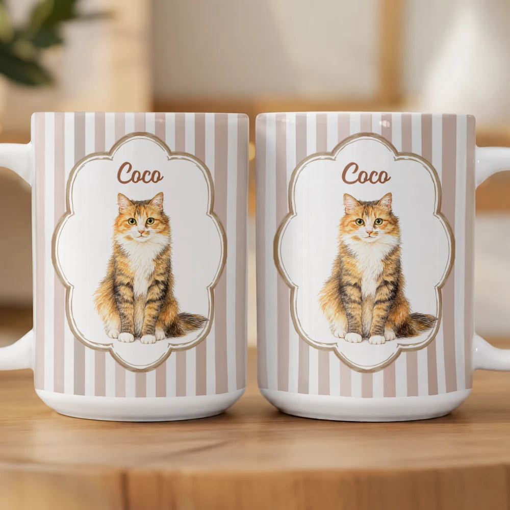 Dog Lovers,Pet Lovers,Cat Lovers,Photo - Colored Pencil ,Playful - Custom Photo Colored Pencil Sketch Dog Cat Pet Portrait - Personalized Mug