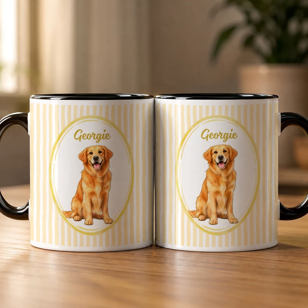 Dog Lovers,Pet Lovers,Cat Lovers,Photo - Colored Pencil ,Playful - Custom Photo Colored Pencil Sketch Dog Cat Pet Portrait - Personalized Mug