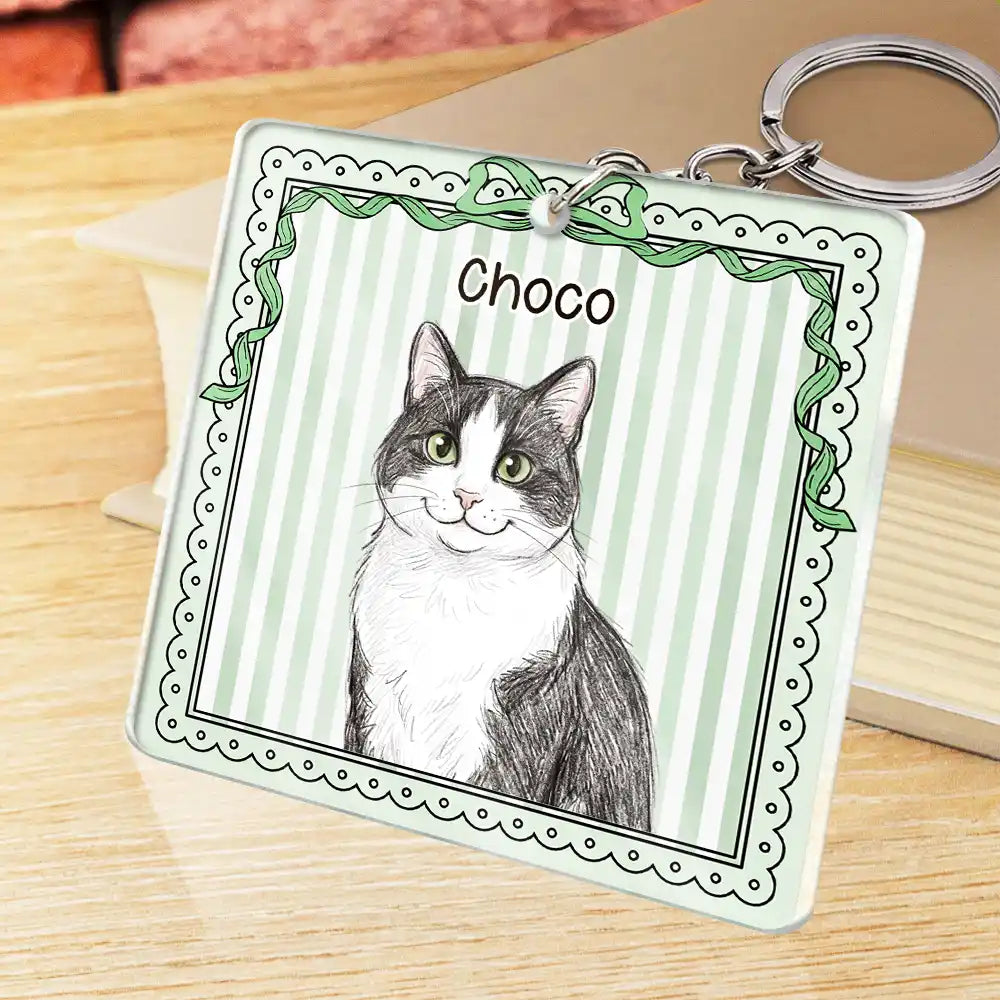 Custom Photo, Art Design, Pet Lovers, Playful, Photo - Colored Pencil - Custom Photo Colored Pencil Sketch Funny Dog Cat Pet - Personalized Acrylic Keychain