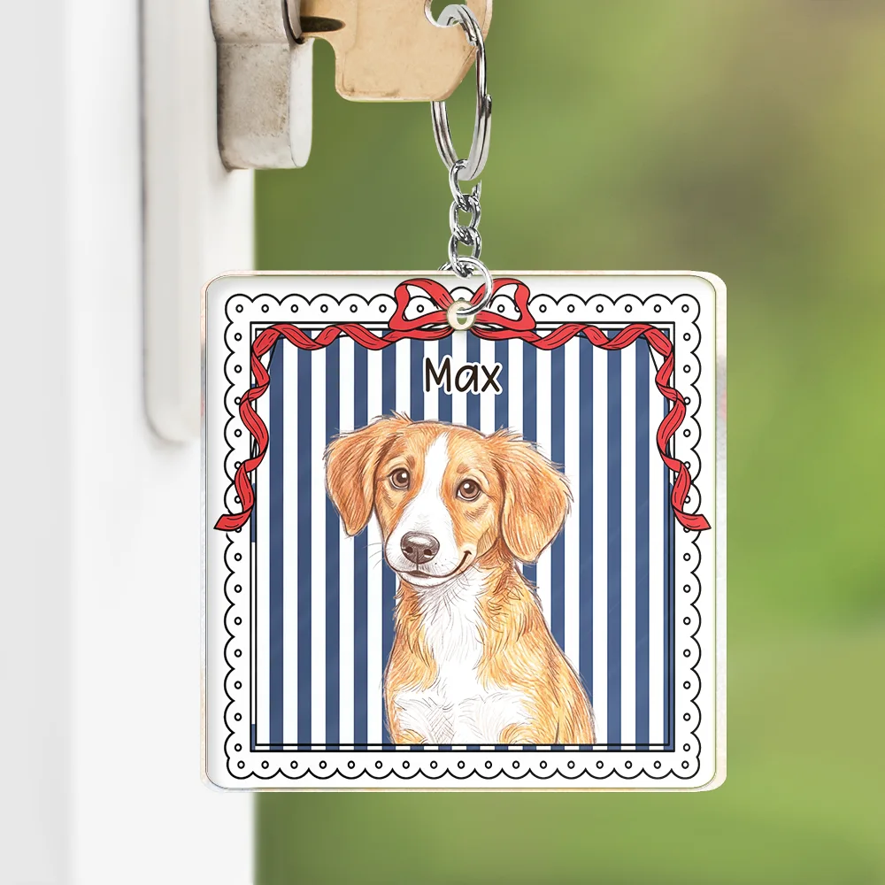 Custom Photo, Art Design, Pet Lovers, Playful, Photo - Colored Pencil - Custom Photo Colored Pencil Sketch Funny Dog Cat Pet - Personalized Acrylic Keychain
