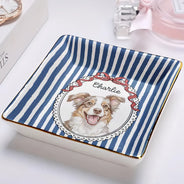 Custom Photo,Art Design,Pet Lovers,Playful,Photo - Colored Pencil  - Custom Photo Colored Pencil Sketch Funny Dog Cat Pet - Personalized Ring Dish
