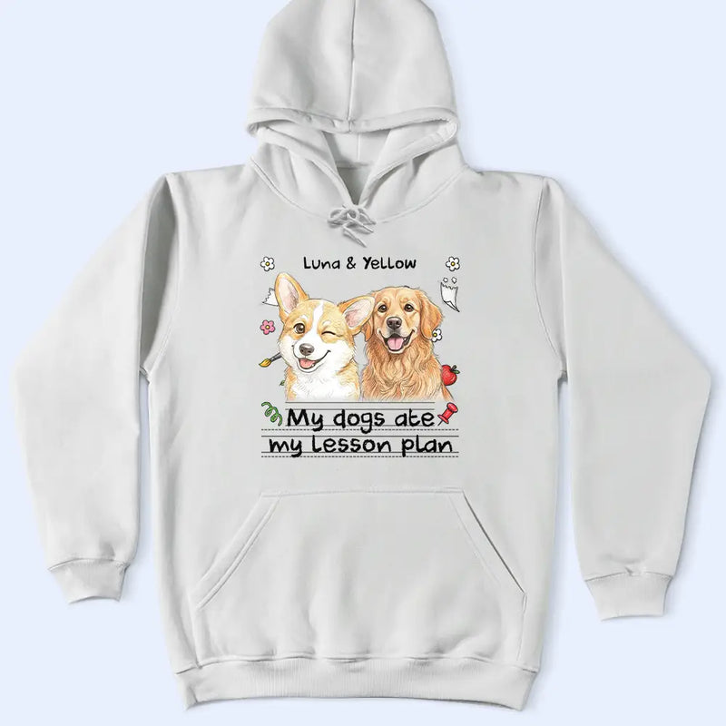 Art Design, Teacher, Humorous, Back To School, Custom Photo, Photo - Colored Pencil - Custom Photo Colored Pencil Sketch My Dog Ate My Lesson Plan - Personalized T Shirt