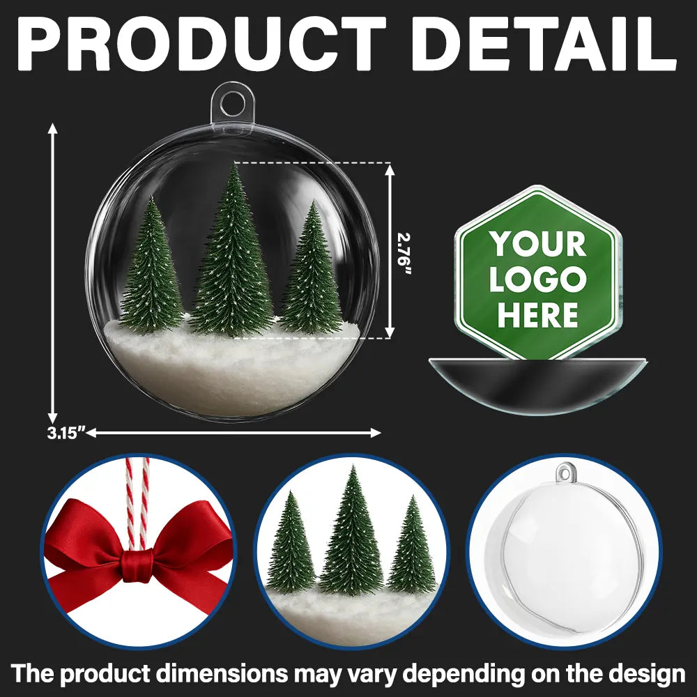 Custom Photo,Christmas,Happy - Custom Photo Company Corporate Team Club Logo - Personalized 3D Acrylic Ball Ornament