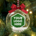 Custom Photo,Christmas,Happy - Custom Photo Company Corporate Team Club Logo - Personalized 3D Acrylic Ball Ornament