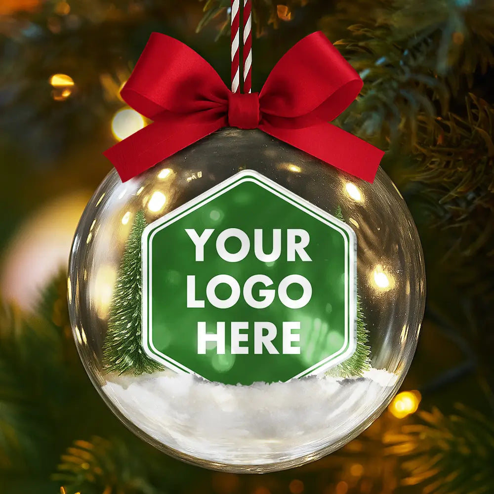 Custom Photo,Christmas,Happy - Custom Photo Company Corporate Team Club Logo - Personalized 3D Acrylic Ball Ornament