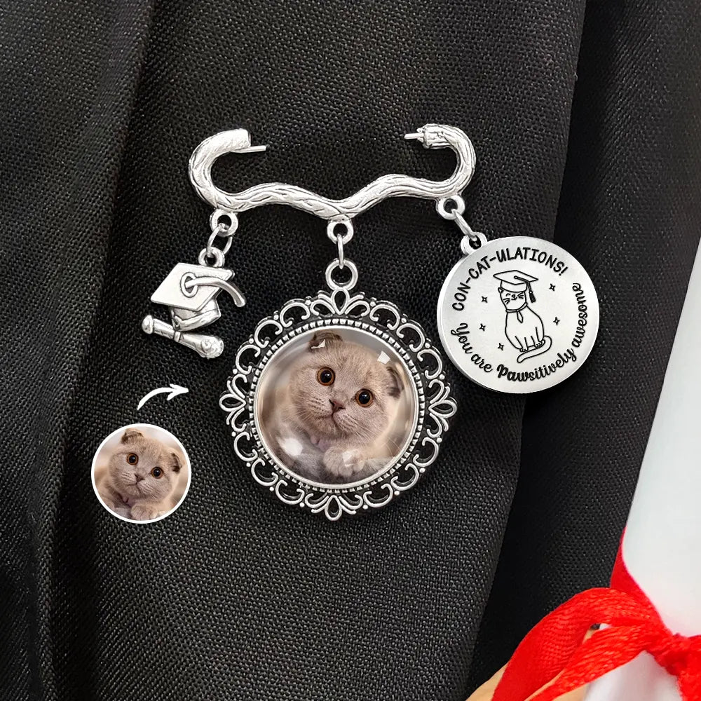 Graduation,Gift For Yourself,Gift For Bestie,Gift For Girlfriend,Gift For Boyfriend,Gift For Sibling,Gifts For Colleagues,Cat Lovers,Cat Mom,Cat Dad,Funny - Custom Photo Concatulations You Are Pawsitively Awesome - Personalized Graduation Tassel Pina
