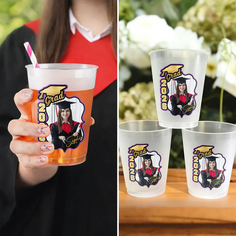 Graduation,Happy,Gift For Daughter,Gift For Son,Gift For Bestie,Gift For Yourself - Custom Photo Congrats Graduate - Personalized Frosted Cups