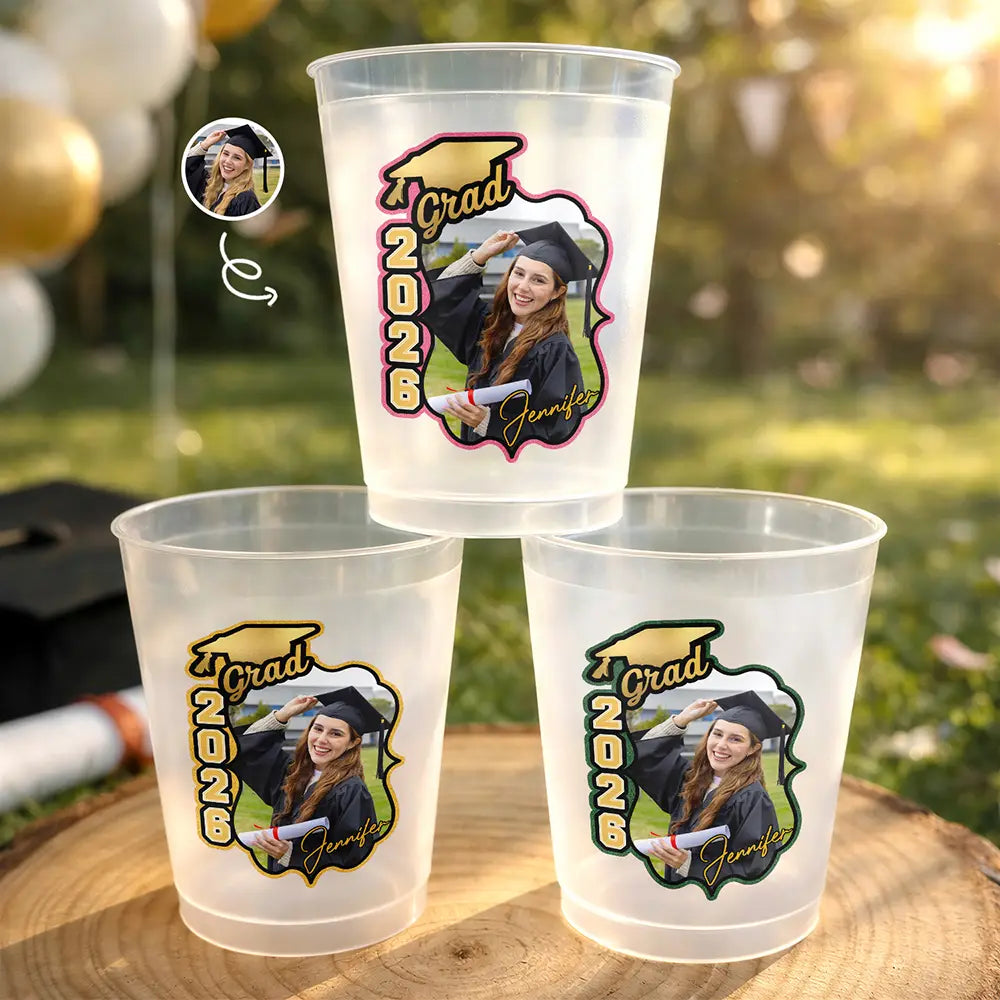 Graduation,Happy,Gift For Daughter,Gift For Son,Gift For Bestie,Gift For Yourself - Custom Photo Congrats Graduate - Personalized Frosted Cups
