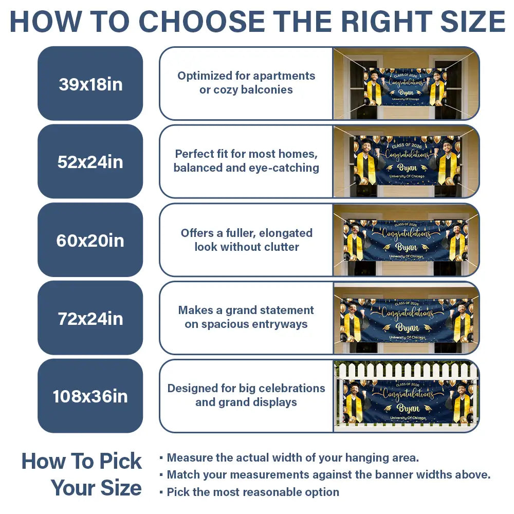 Graduation, Happy - Custom Photo Congrats Graduation - Personalized Horizontal Banner